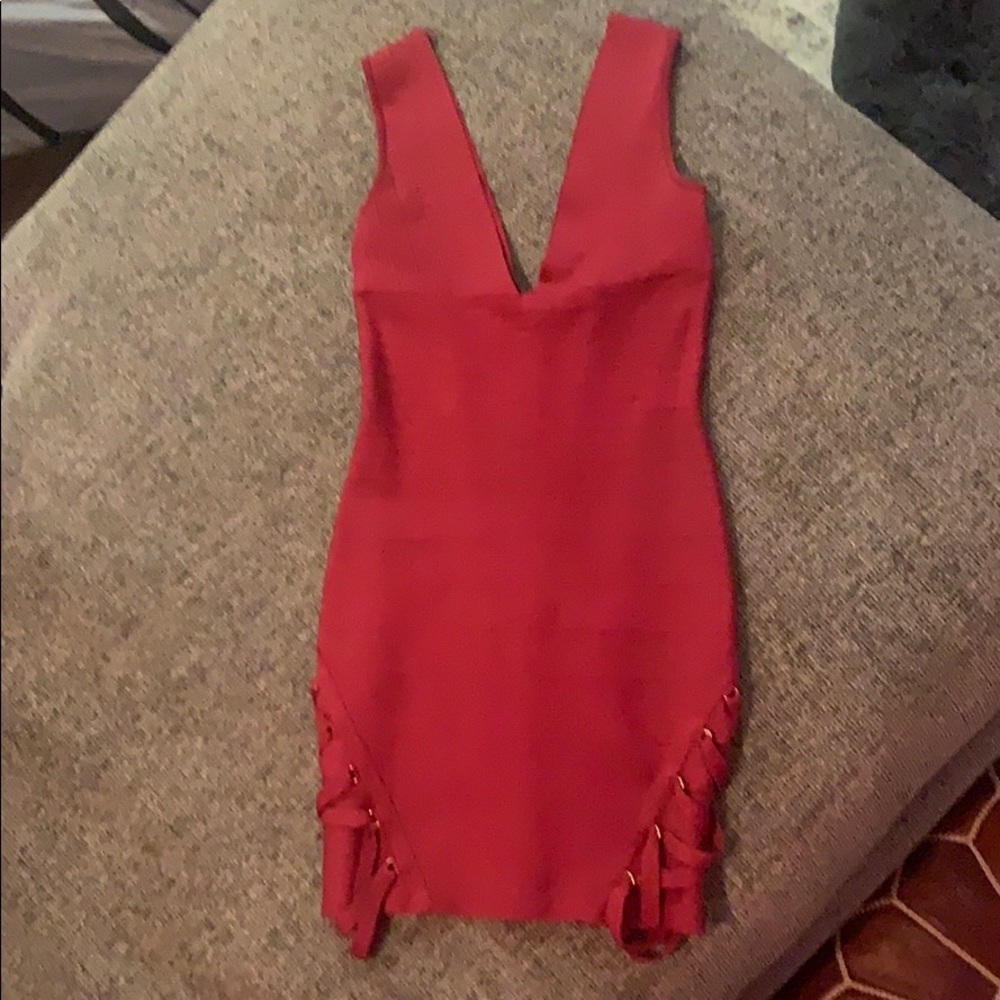 Crimson bandage mini dress